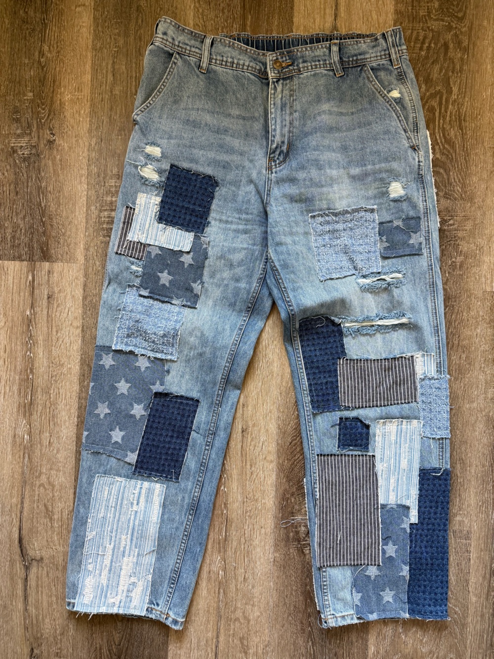 Women’s Unique Blue Patchwork Jeans